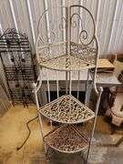 Vintage Wrought Iron Foldable Corner Plant Stand
