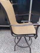 Brown Textile Sling Swivel Patio Chair