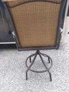 Brown Textile Sling Swivel Patio Chair