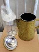 Paula Deen Signature Porcelain Enamel Olive Speckle Coffee Pot Percolator