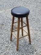 Wooden Black Vinyl Seat Bar Stool