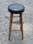 Wooden Black Vinyl Seat Bar Stool