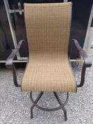 Brown Textile Sling Swivel Patio Chair