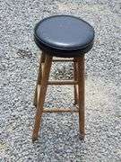 Wooden Black Vinyl Seat Bar Stool