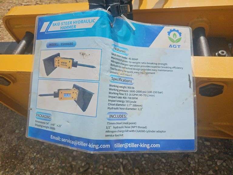 AGT Heavy Duty Hydraulic Skid Steer Hammer