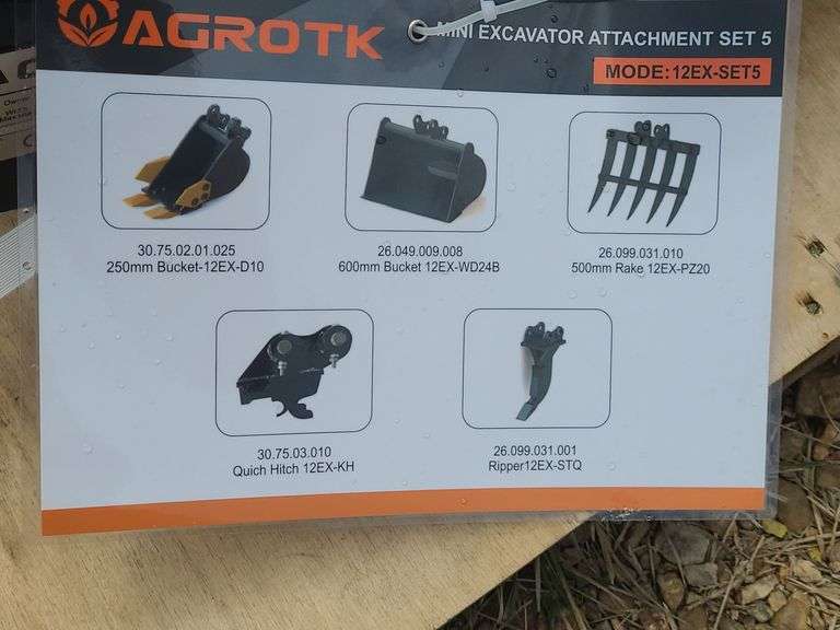 AGT 5pc Mini Excavator Attachment Kit
