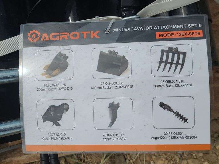 AGT 6pc Mini Excavator Attachment Kit