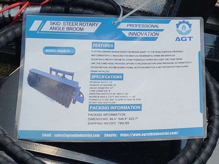 AGT/Mower King Skid Steer Rotary Angle Broom
