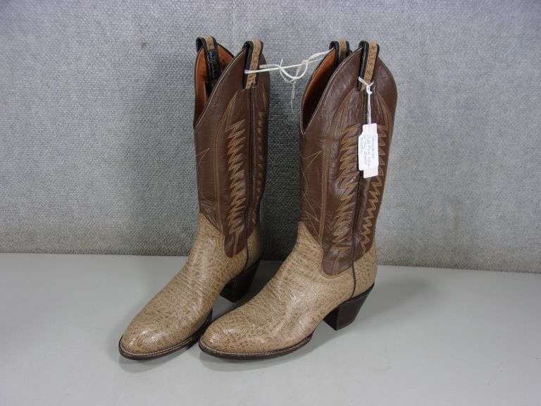 THE SANDERS COWBOY BOOTS, SIZE 9B 2TONE BROWN, STYLE 20432