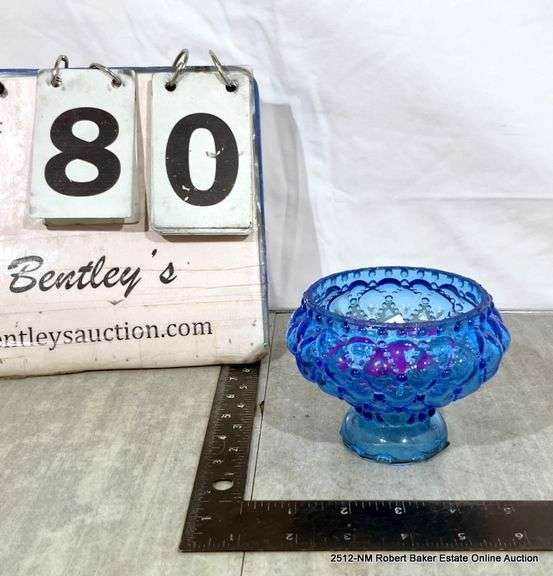 BLUE GLASS OIL LAMP SHADE