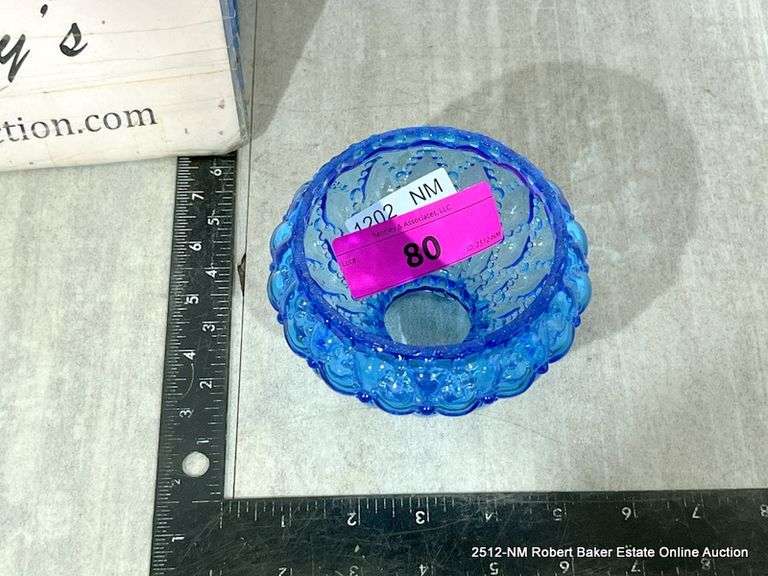 BLUE GLASS OIL LAMP SHADE