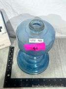 BLUE GLASS OIL LAMP BASE - NO GLASS