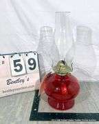 RED GLASS OIL LAMP
