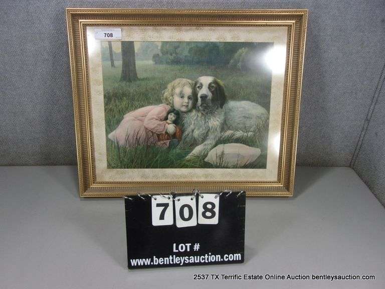 GUILDED FRAMED PRINT - GIRL W/ DOG - Bentley & Associates, LLC