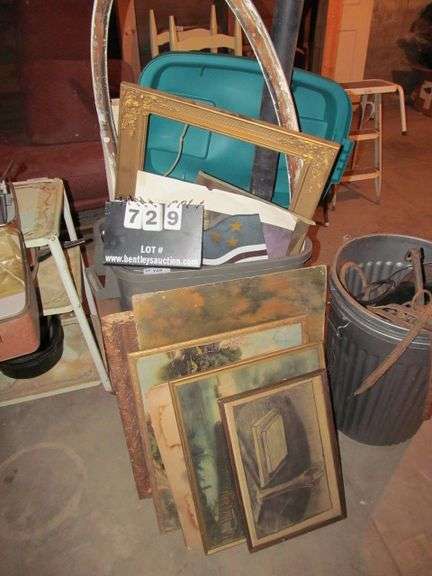 Trash Picture Frame LOT: TRASH CAN FULL OF PICTURE FRAMES, PAINTINGS, PRINTS - Bentley ...