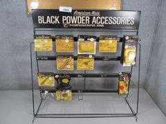 AMERICAN MADE BLACK POWDER ACCESSORIES DISPLAY RACK W/ ACCESSORIES ...