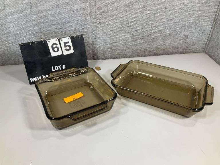 (2): BAKING DISHES - BLUE CASSEROLE GLASS