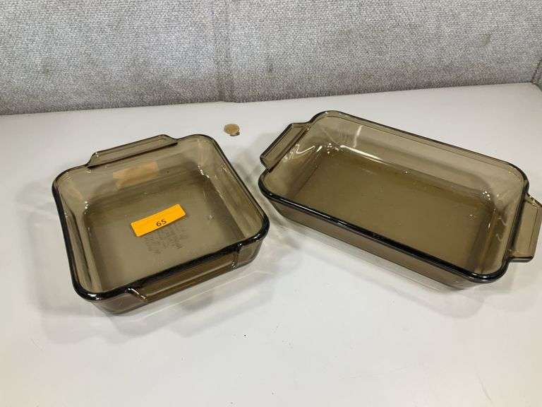 (2): BAKING DISHES - BLUE CASSEROLE GLASS