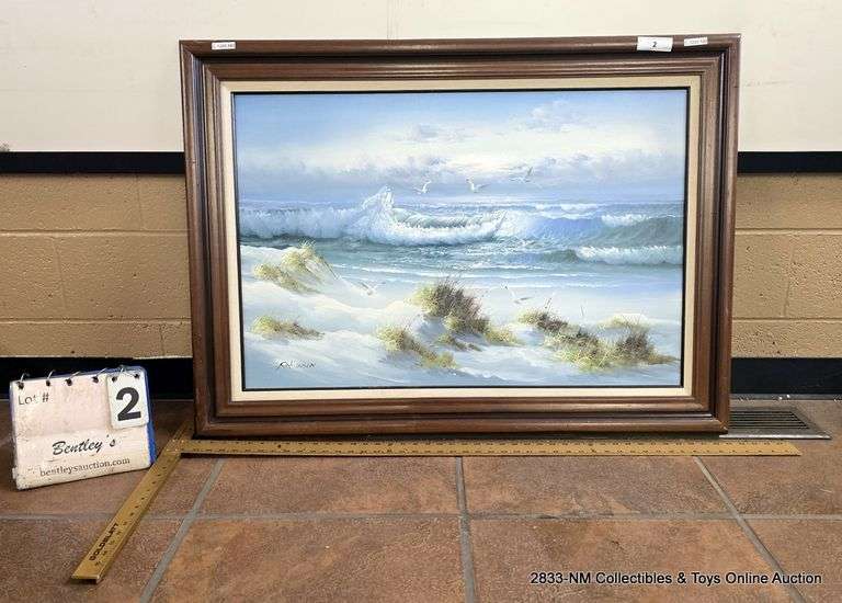 PAINTING OF SHORE "ROBINSON" IN FRAME, 42"W X 30"H