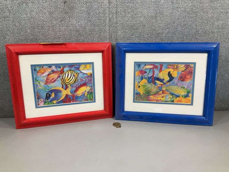(2): FRAMED AQUARIUM FISH