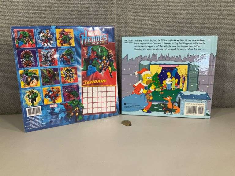 (2): HB SIMPSONS X-MAS BOOK - 2014 MARVEL HEROS CALENDAR