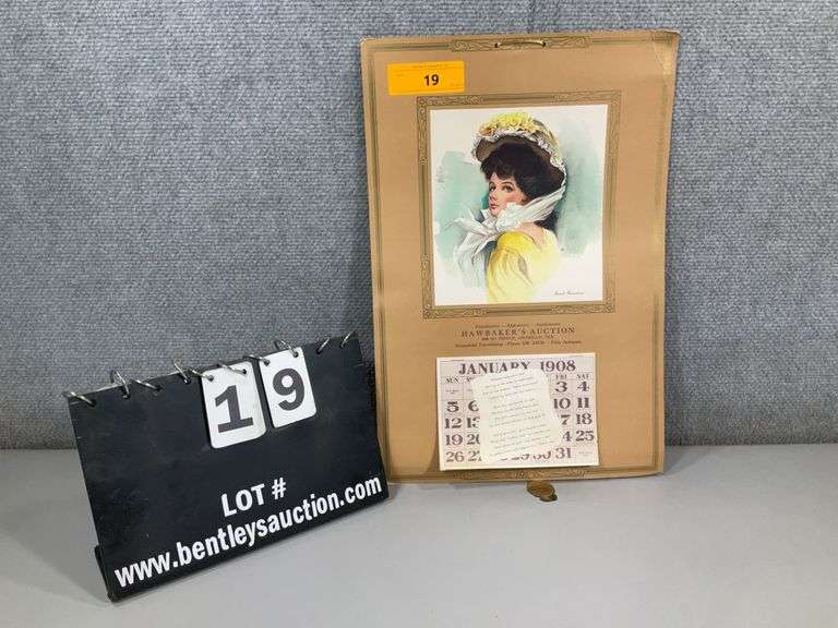 HAWBAKERS AUCTION PHONE DR-3-8134 1908 CALENDAR SRT
