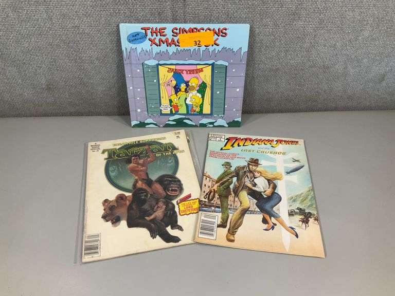 (3): TARZAN OF THE APES - INDIANA JONES MARVEL MAG, SIMPSONS X-MAS HB