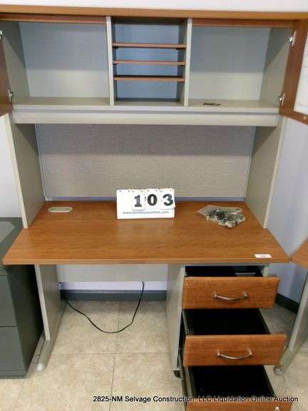 COMPUTER DESK W/ OVER HEAD BIN