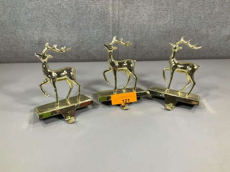 (3): HEAVY METAL REINDEER STOCKING HOLDER FOR MANTLE