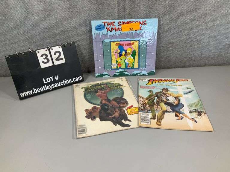 (3): TARZAN OF THE APES - INDIANA JONES MARVEL MAG, SIMPSONS X-MAS HB