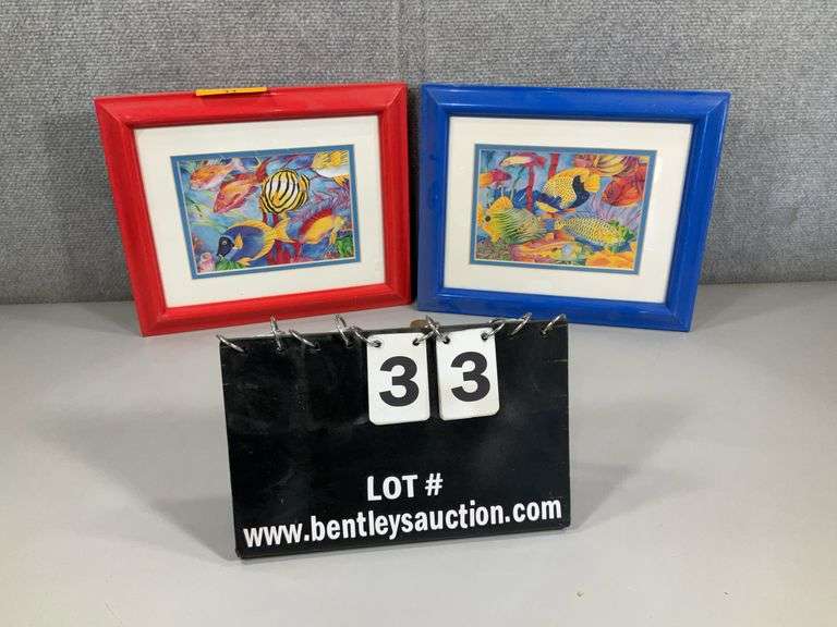 (2): FRAMED AQUARIUM FISH
