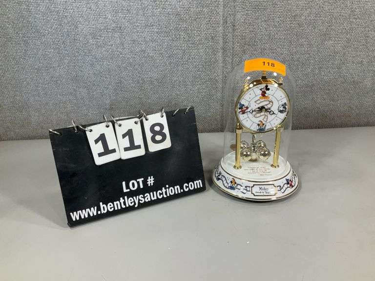 MICKEY MOUSE "THROUGH THE YEARS" GLASS DOME CLOCK