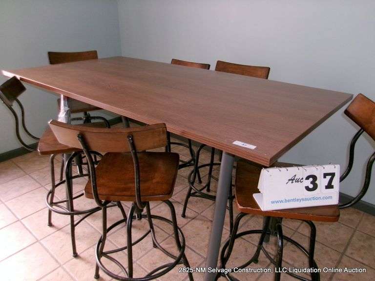 36" X 72" BAR HIGH TABLE W/ 6 CHAIRS