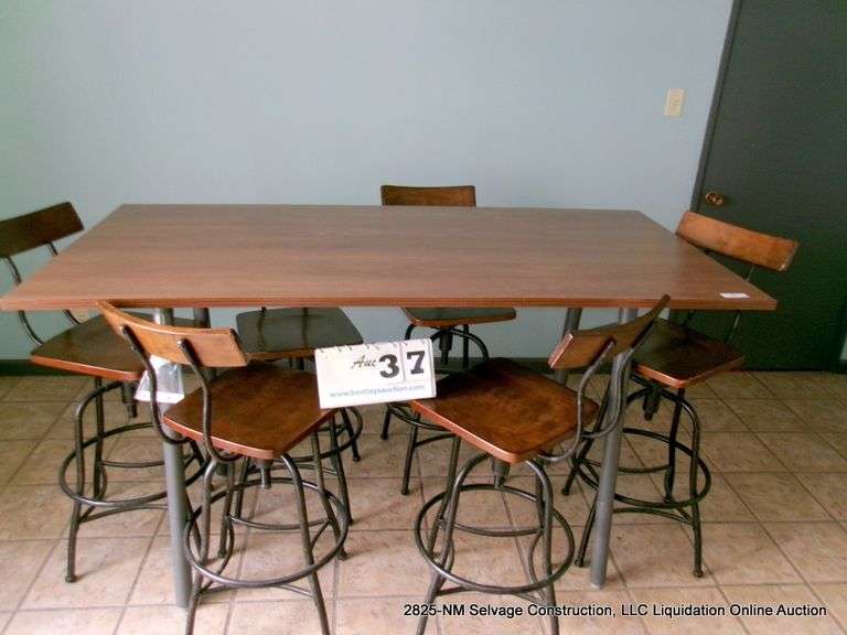 36" X 72" BAR HIGH TABLE W/ 6 CHAIRS