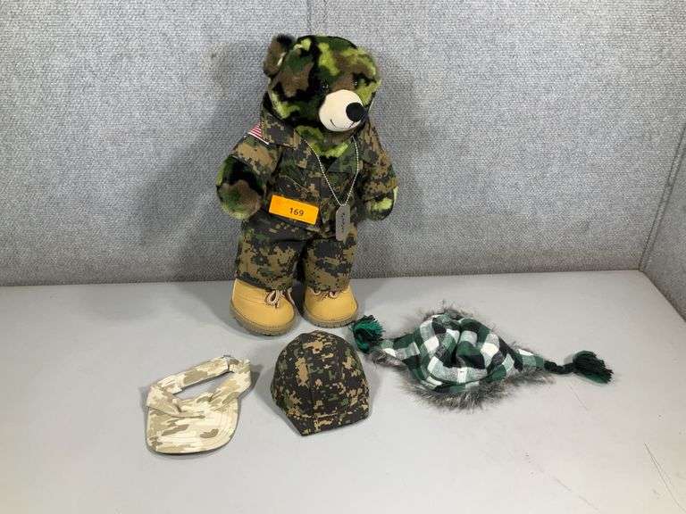 BUILD-A-BEAR MILITARY W/ HELMET & EXTRAS