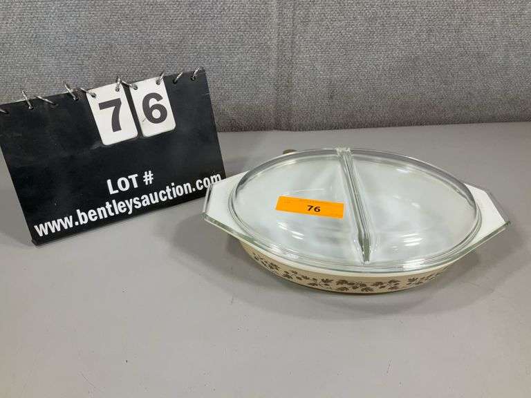 1960'S PYREX DIVIDED CASSEROLE DISH W/ LID
