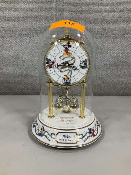 MICKEY MOUSE "THROUGH THE YEARS" GLASS DOME CLOCK