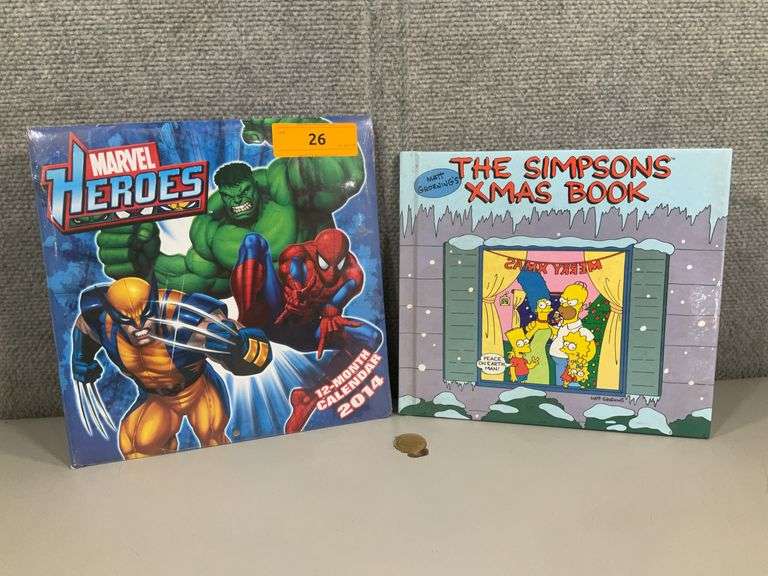 (2): HB SIMPSONS X-MAS BOOK - 2014 MARVEL HEROS CALENDAR
