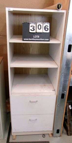 WOOD 2-DRAWER SHELF UNIT