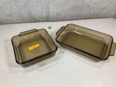 (2): BAKING DISHES - BLUE CASSEROLE GLASS