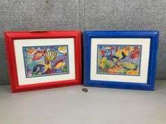 (2): FRAMED AQUARIUM FISH