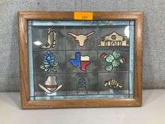 STAINED GLASS WESTERN FRAMED TEXAS