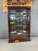 CHINESE WOOD & GLASS DOOR SHELF