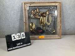 STAINED GLASS FRAMED WESTERN MOTIF