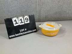 PYREX CASSEROLE W/ LID - YELLOW/GOLD