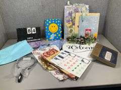 (8): CHRISTMAS BAGS, BOXES, WELCOME SIGN FOR DOOR