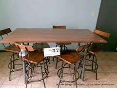 36" X 72" BAR HIGH TABLE W/ 6 CHAIRS
