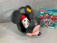 (2): MICKEY MOUSE LUNCHBOX W/ THERMOS, MICRO POPZ MARVE SET