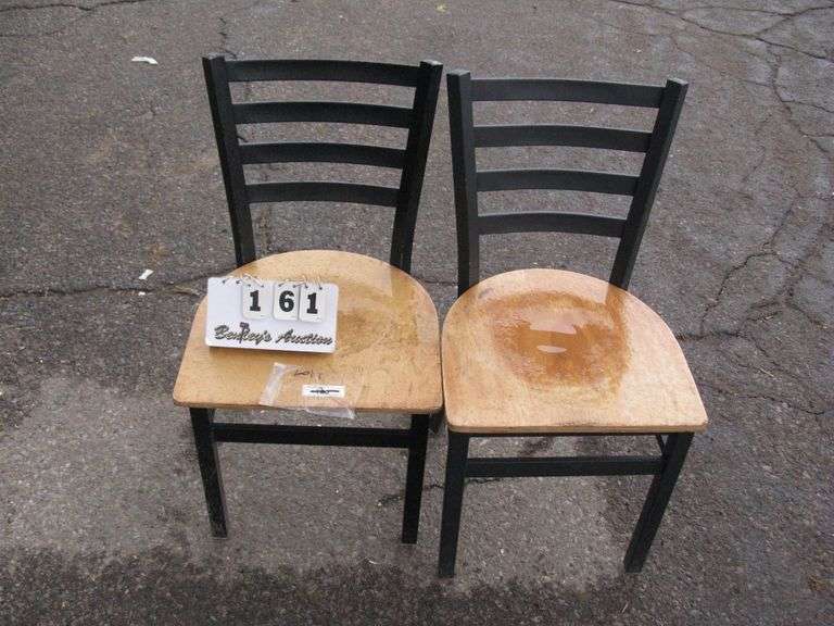 SET OF 2: WOOD CHAIRS - METAL FRAME