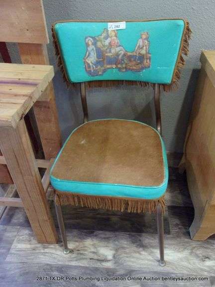 LOT (2): COWGIRL DESIGN CHAIR W/ COWHIDE, WOOD STOOL